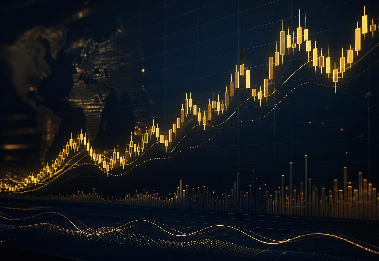 رسم بياني للشموع اليابانية يوضح حركة أسعار الأسواق المالية